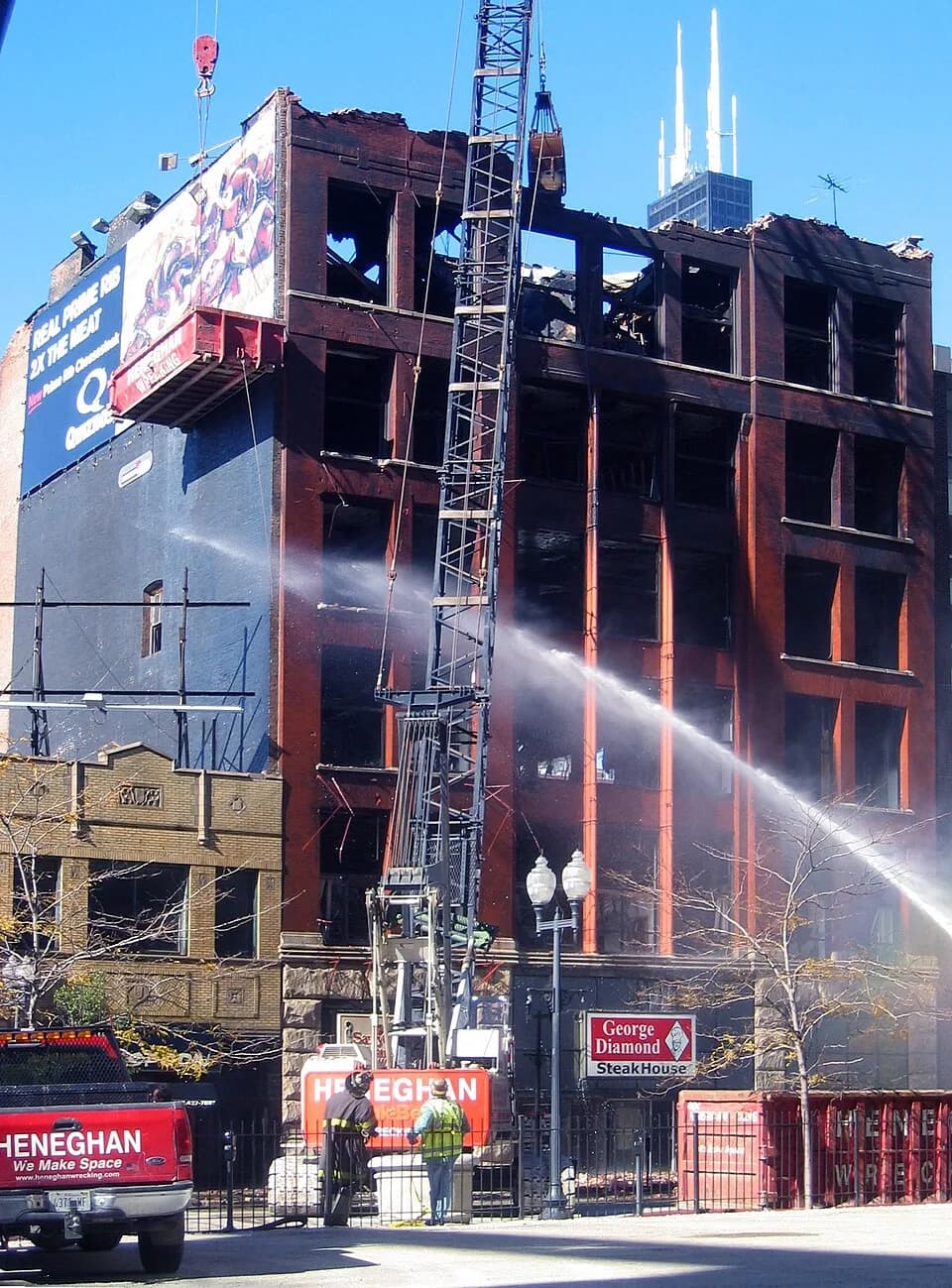 Louis Sullivan - The Dexter Building in Chicago, Illinois under demolition following the fire of 24 October 2006.