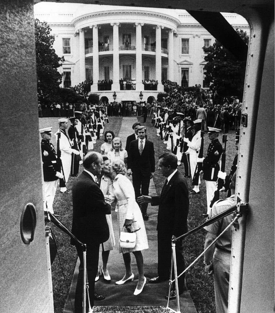 Pat Nixon - Richard Nixon departing the White House after resigning.