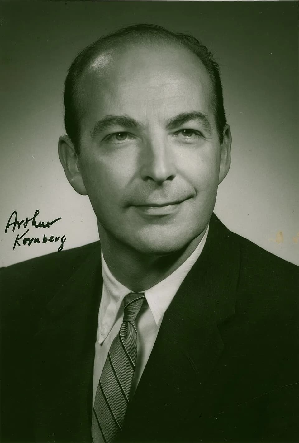 Arthur Kornberg - The National Library of Medicine requested this autographed portrait at the time of Kornberg's receipt of the Nobel Prize.