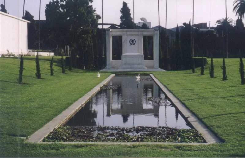 Douglas Fairbanks - Mausoleum of Douglas Fairbanks Sr. and Douglas Fairbanks Jr. and reflecting pool.