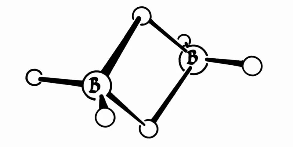 William Lipscomb - Atomic diagram of diborane (B2H6).