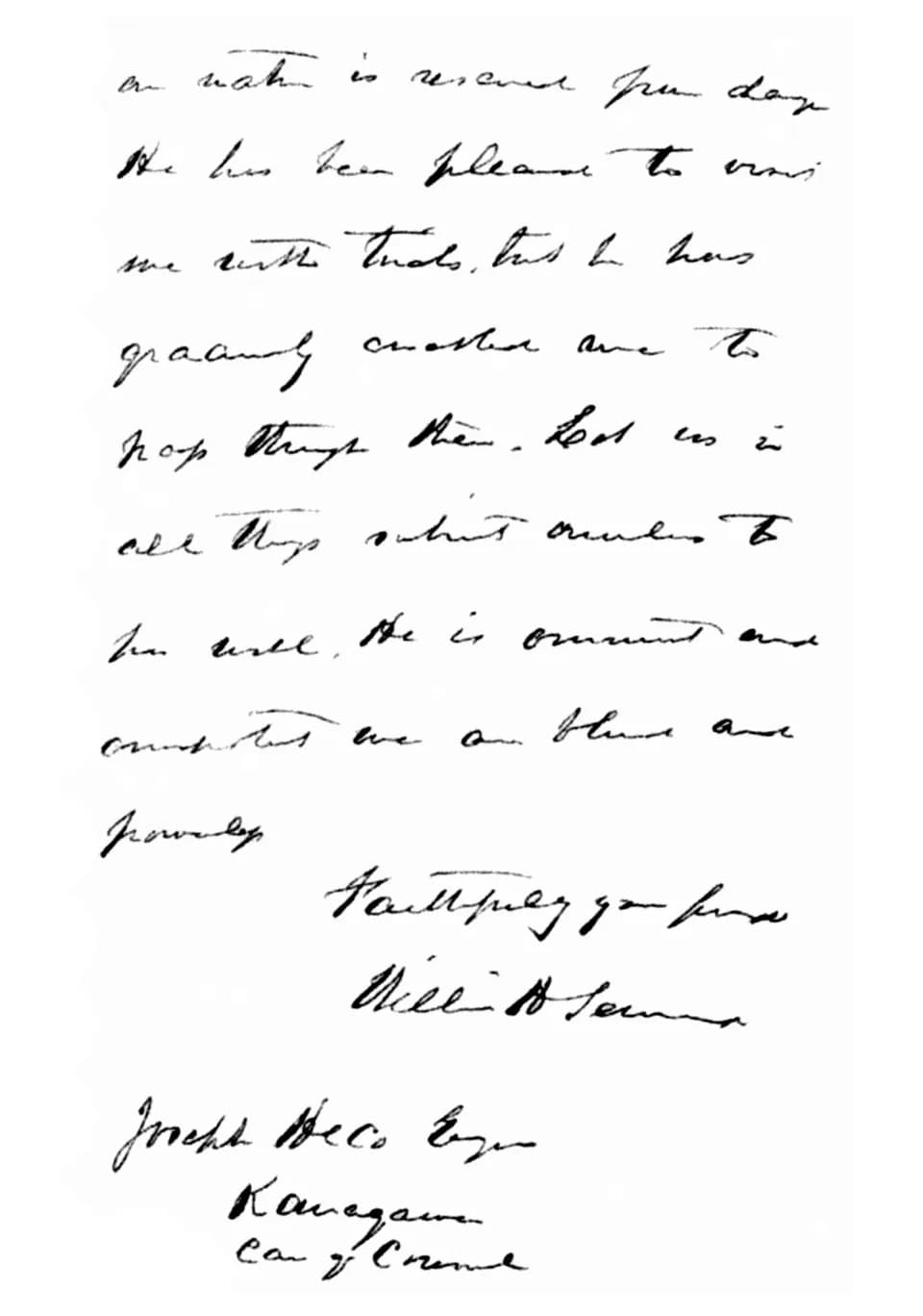 William H. Seward - Letter from William H. Seward, Secretary of State of the United States under Abraham Lincoln, to Joseph Heco. From the book The narrative of a Japanese; what he has seen and the pe
