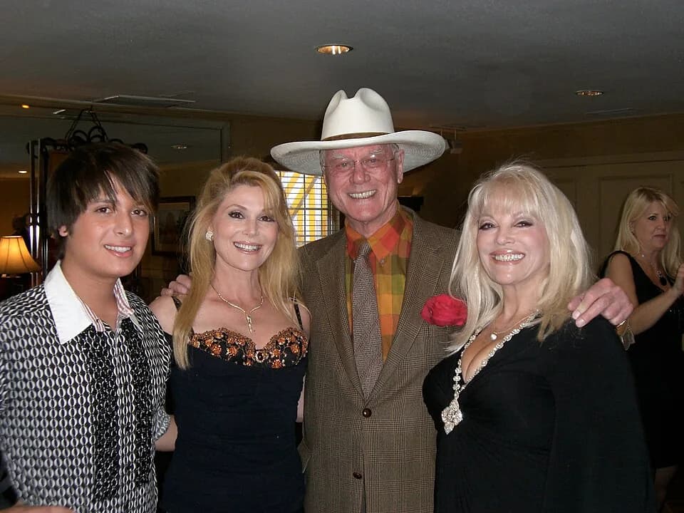 Larry Hagman - "Dallas" 30th Reunion at Southfork Ranch. Daniel Landers, Audrey Landers, Larry Hagman, and Ruth Landers