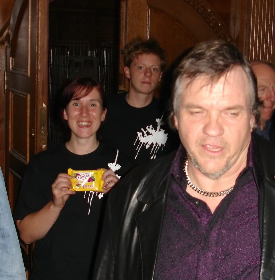 Meat Loaf - Not to be confused - 
'Malt Loaf' = Tasty, low fat snack

'Meat Loaf' = A non food item.  Careful - He'll be gone when the morning comes...