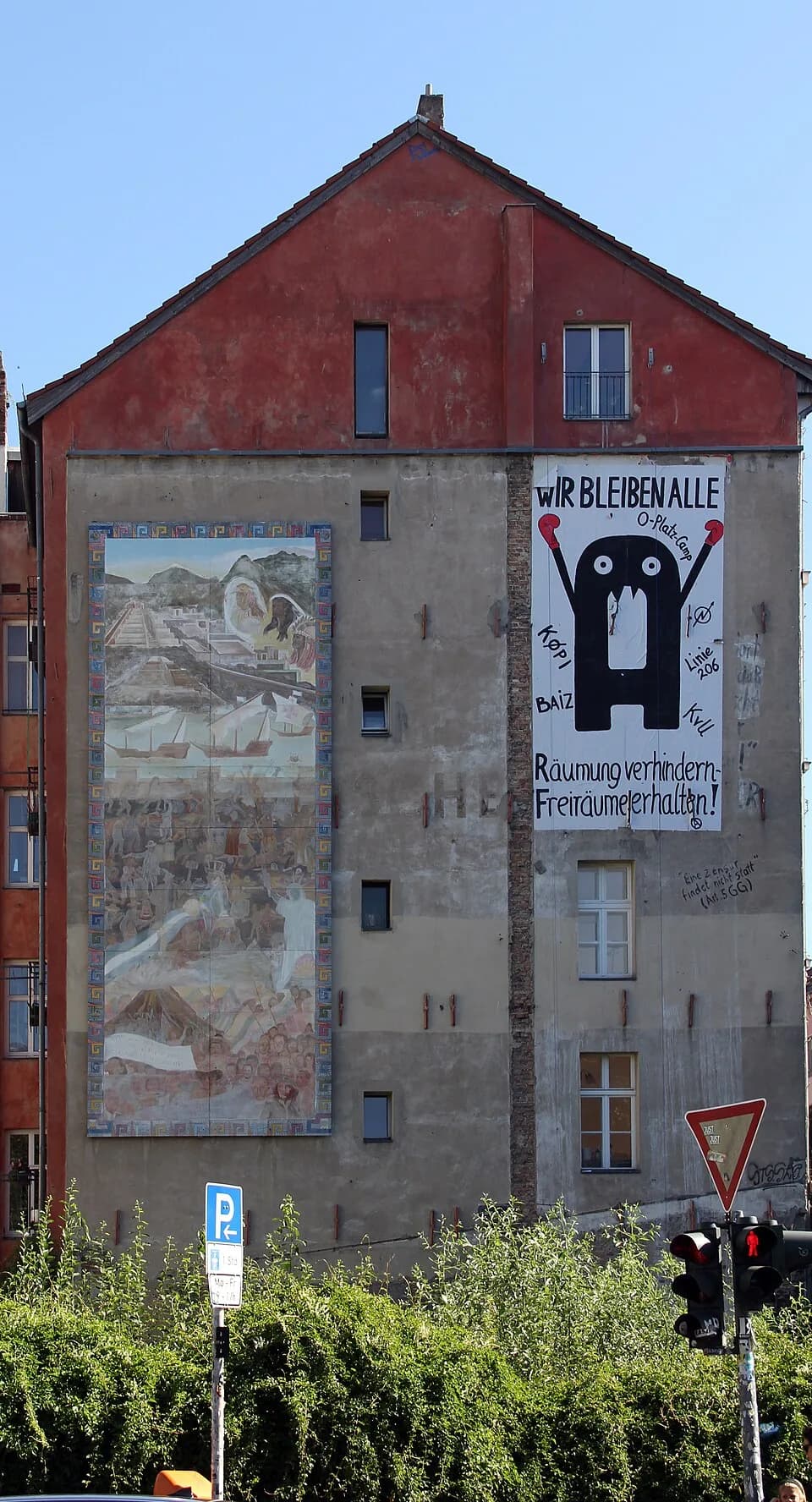 Audre Lorde - Murals, "Entdeckung und Eroberung Südamerikas", nicaraguanischer Künstler, 1998, Manteuffelstraße 42, Berlin-Kreuzberg, Germany