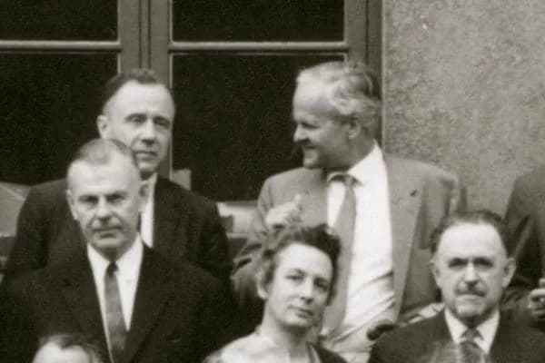 John Archibald Wheeler - John Archibald Wheeler, Carl Friedrich von Weizsäcker, Bengt Strömgren and Stefan Rozental with wife, Copenhagen July 1963.