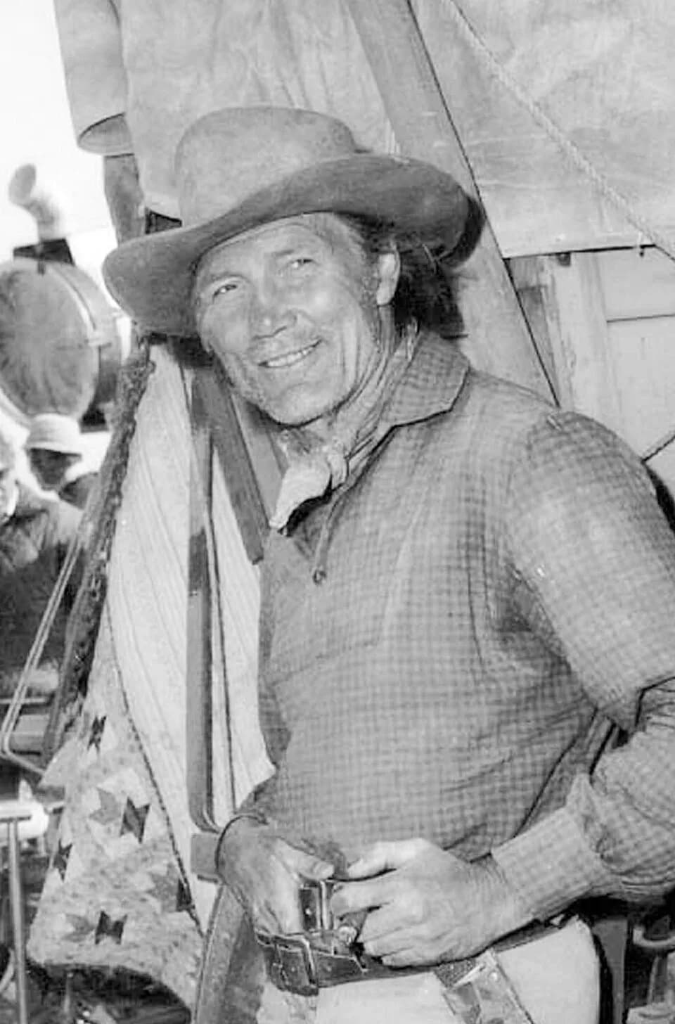 Jack Palance - Jack Palance and director John Badham during filming of "The Godchild." It was filmed in 1974 at Edwards AFB.  Source: Edwards Air Force Base