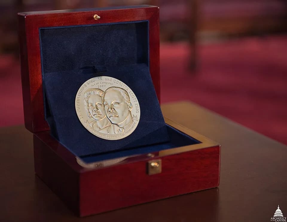 Coretta Scott King - Rev. Martin Luther King, Jr. &amp; Coretta Scott King were posthumously awarded a Congressional Gold Medal, the nation's highest civilian honor, in the Rotunda of the U.S. Capitol
