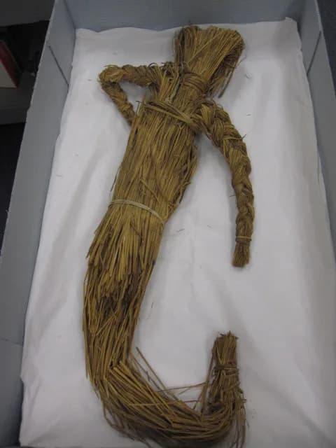 Nguyễn Văn Thiệu - Accession: 70-176-A
Effigy, Nguyen Van Thieu
Straw, Vietnam
Reverse view of straw effigy of Nguyen Van Thieu. Thieu was President of South Vietnam from 1967 until 1975. Political ef