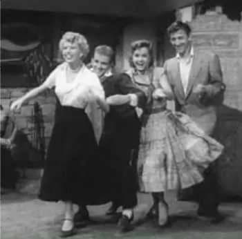 Bob Fosse - Cropped screenshot of Barbara Ruick, Bob Fosse, Debbie Reynolds and Bobby Van from the trailer for the film The Affairs of Dobie Gillis.