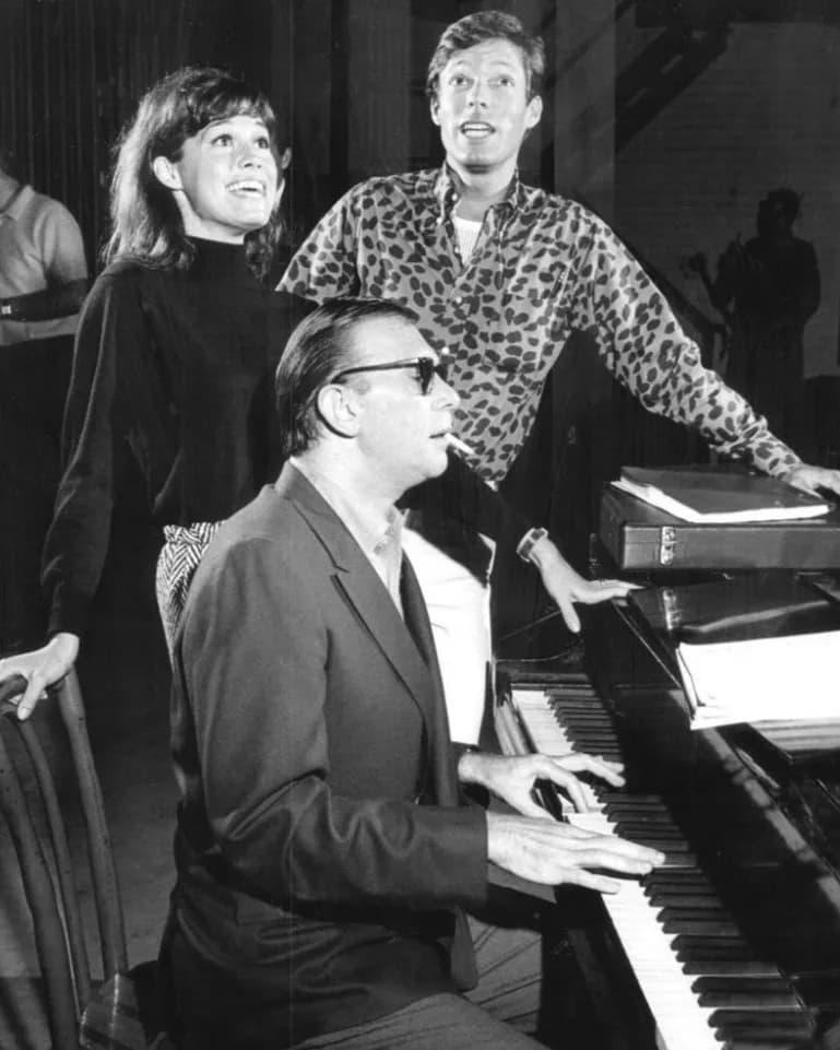 Richard Chamberlain - Photo of Mary Tyler Moore and Richard Chamberlain at rehearsal for the musical "Holly Golightly" (later called Breakfast at Tiffany's), with composer Bob Merrill at piano.