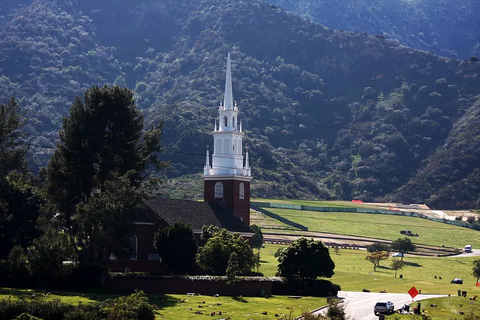 Lee Van Cleef - This is a replica of the Old North Church in Boston. It is located on the grounds of Forest Lawn in Hollywood Hills, California. Forest Lawn, Hollywood Hills is the burial place of Sta