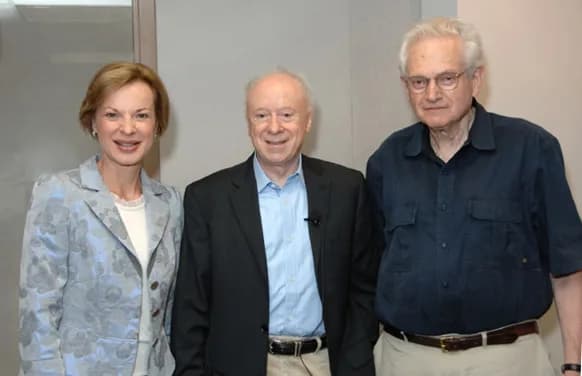 Marshall Warren Nirenberg - NHLBI director Dr. Elizabeth Nabel (left) with Nobel laureates Joseph L. Goldstein (center) and Marshall Nirenberg (right)