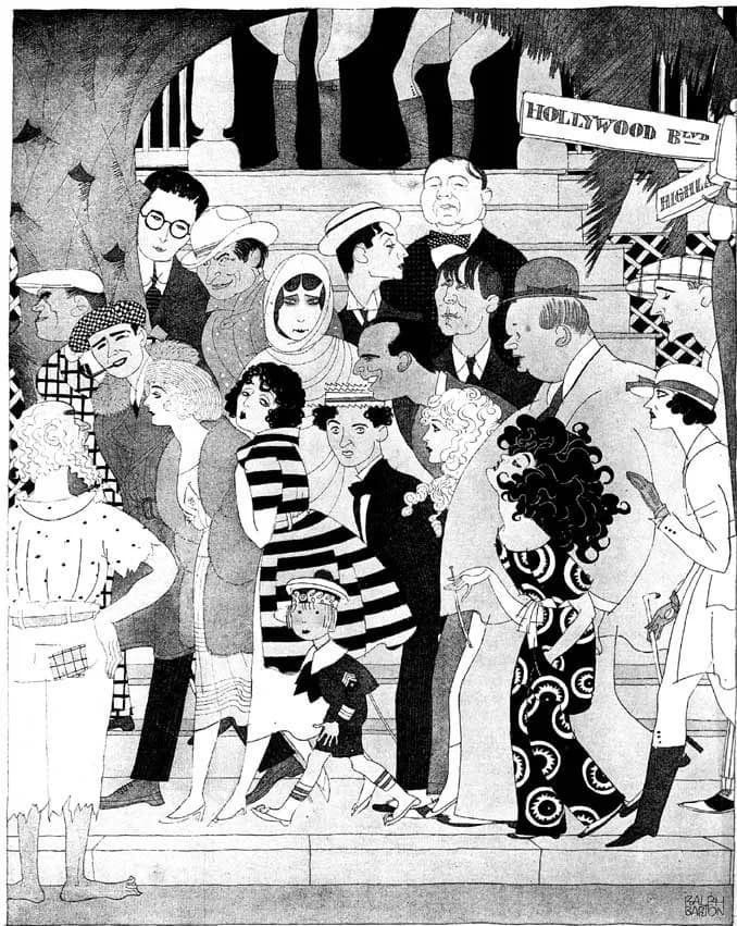 Will Rogers - Sketch of Silent Movie stars. "When the Five O'Clock Whistle Blows in Hollywood" including Douglas Fairbanks, Buster Keaton, Bebe Daniels, Mary Pickford, Rupert Hughes, Harold Lloyd, Wil