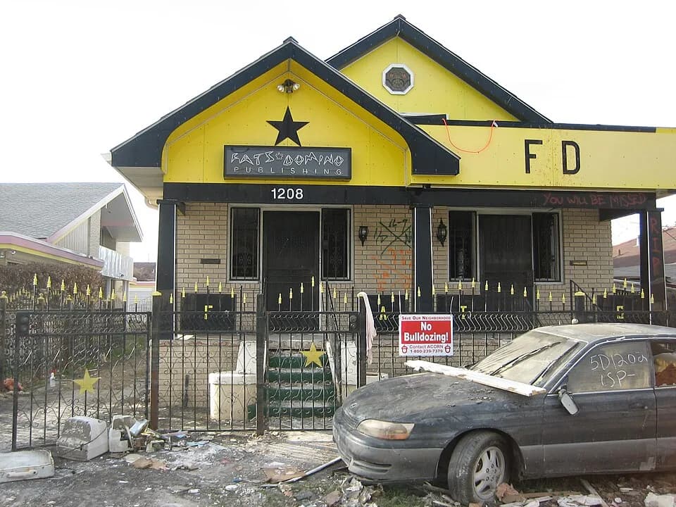 Fats Domino - New Orleans after Hurricane Katrina: Formerly flooded Fats Domino office and home complex Lower 9th Ward

Photo by Infrogmation