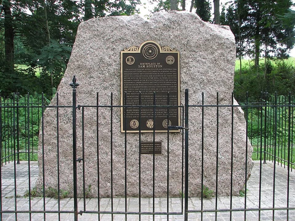 Sam Houston - Photograph of the historical place marker for Sam Houston's birthplace in Virginia.