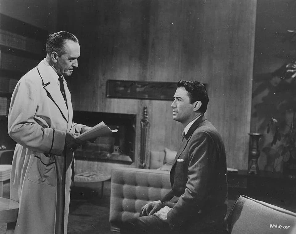 Fredric March - Fredric March and Gregory Peck in the American drama film The Man in the Gray Flannel Suit (1956).