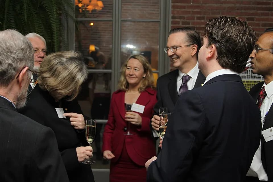 Thomas A. Steitz - Carol Greider and other Nobel Prize Laureates speaking to Ambassador Barzun.