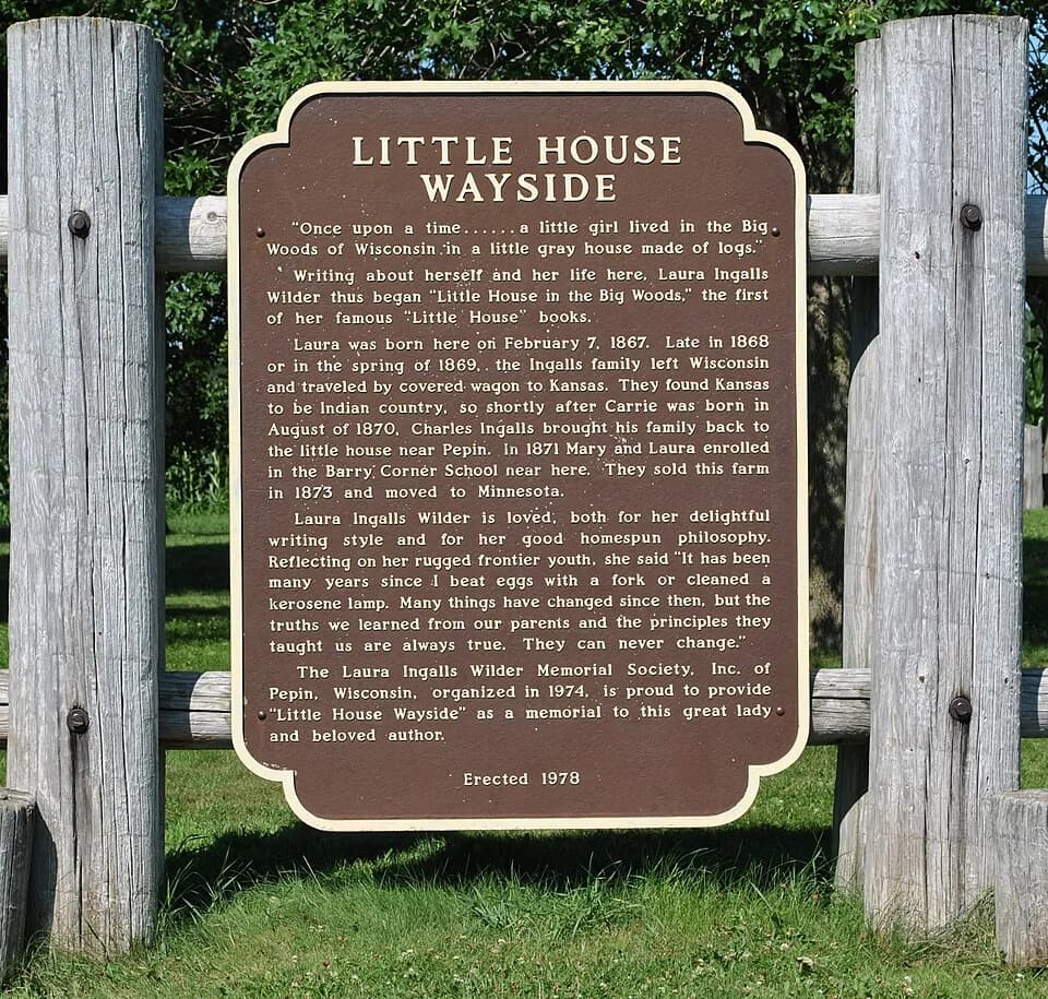 Laura Ingalls Wilder - Sign at the Little House Wayside, Pepin Co., WI