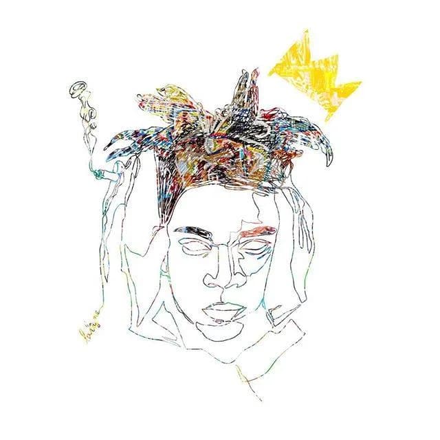 Jean-Michel Basquiat - Ce dessin est un portrait de Jean Michel Basquiat en une ligne réalisé par Anthodraw