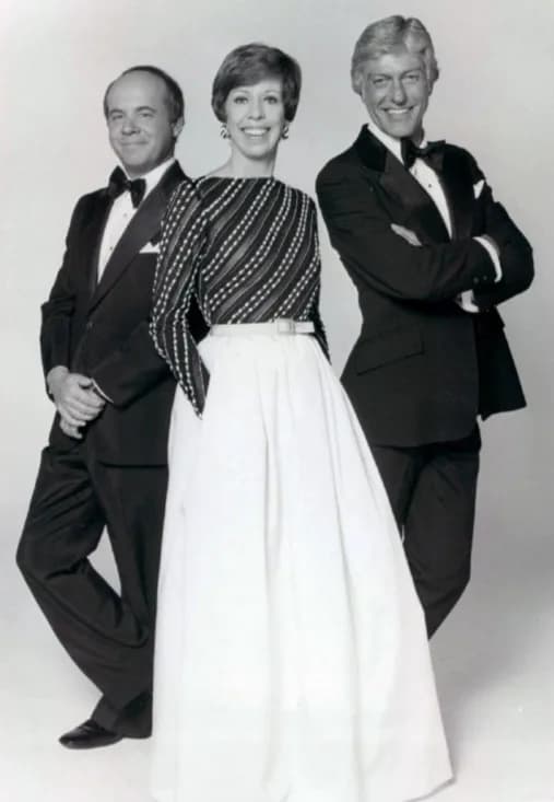 Tim Conway - Photo of Tim Conway, Carol Burnett and Dick Van Dyke--the cast members of The Carol Burnett Show as the program began its eleventh and final season.
