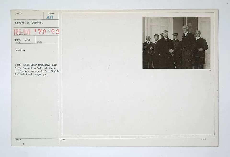 Thomas R. Marshall - Scope and content:  Photographer: Herbert B. Turner