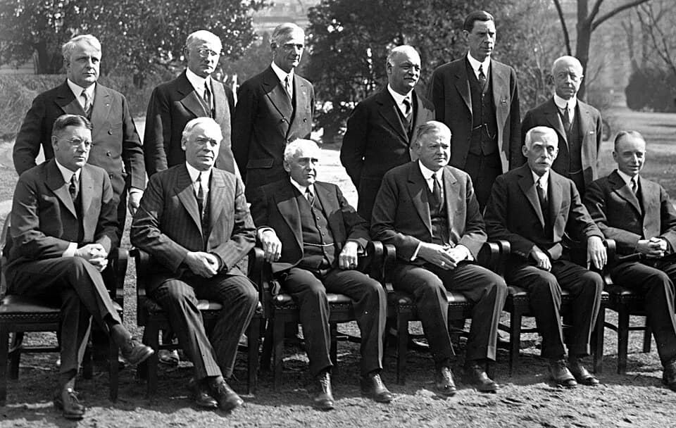 Charles Curtis - Cabinet of US President Herbert Hoover, seated out of doors on the White House lawn, Washington, D.C.