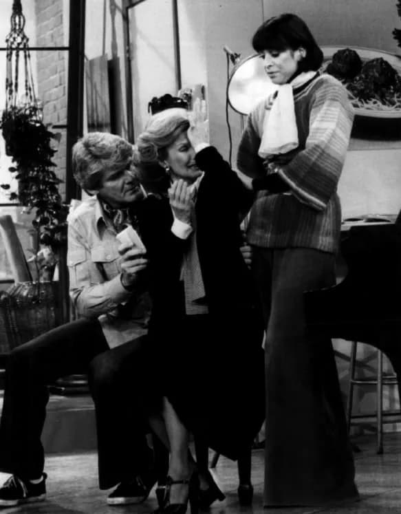 Cloris Leachman - Publicity photo from the television program Phyllis.  Pictured are Richard Schaal, Cloris Leachman and Liz Torres.  In this episode, Phyllis' interest in music doesn't turn out the w