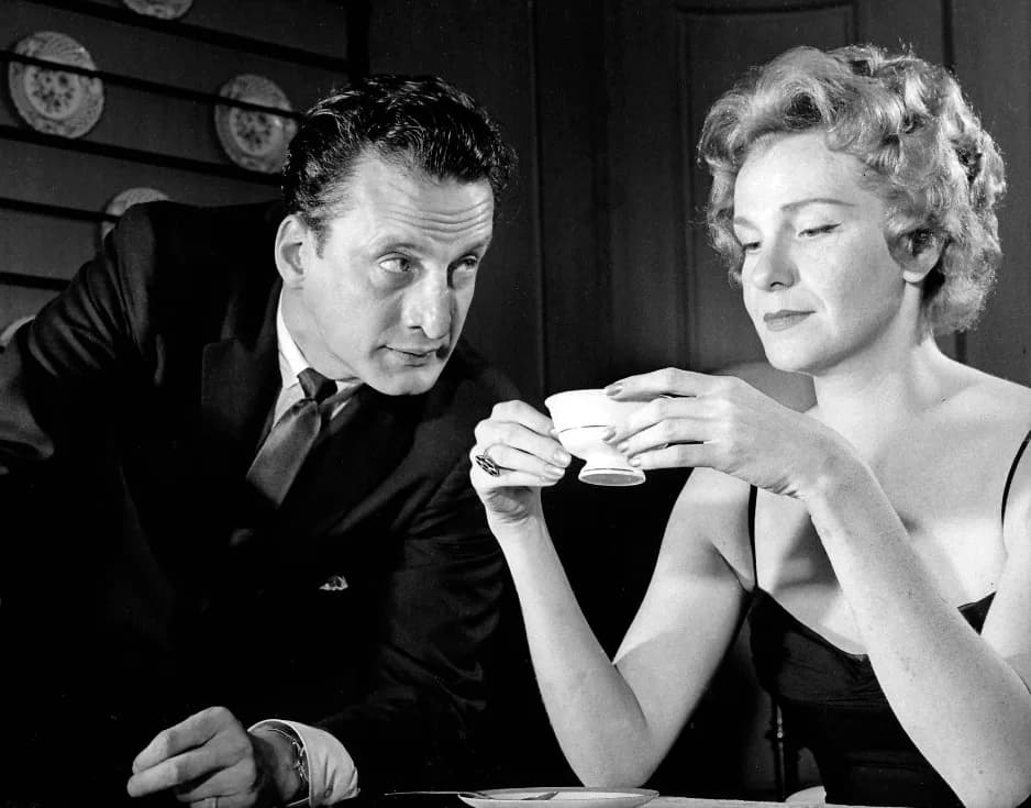 Geraldine Page - Publicity photo of Geraldine Page and George C. Scott. The caption on the back reads: "Geraldine Page plays a tormented woman and George C. Scott is her doctor in People Kill People S