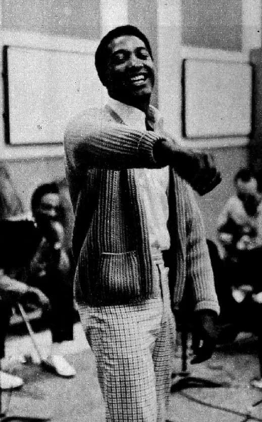 Sam Cooke - Photo of singer Sam Cooke in the recording studio in 1961.