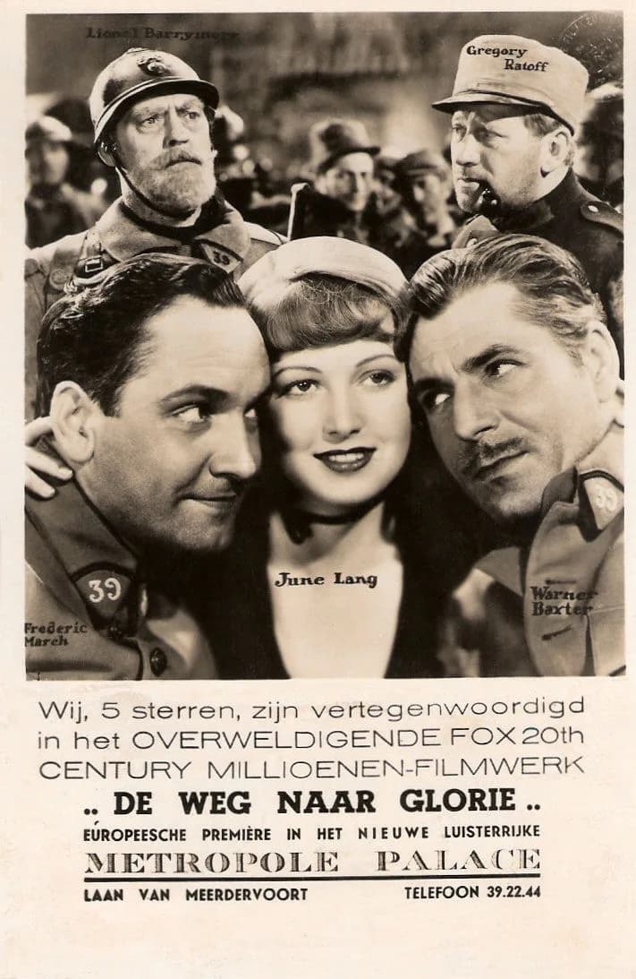 Lionel Barrymore - Fredric March, June Lang, Warner Baxter, Lionel Barrymore, and Gregory Ratoff in The Road to Glory