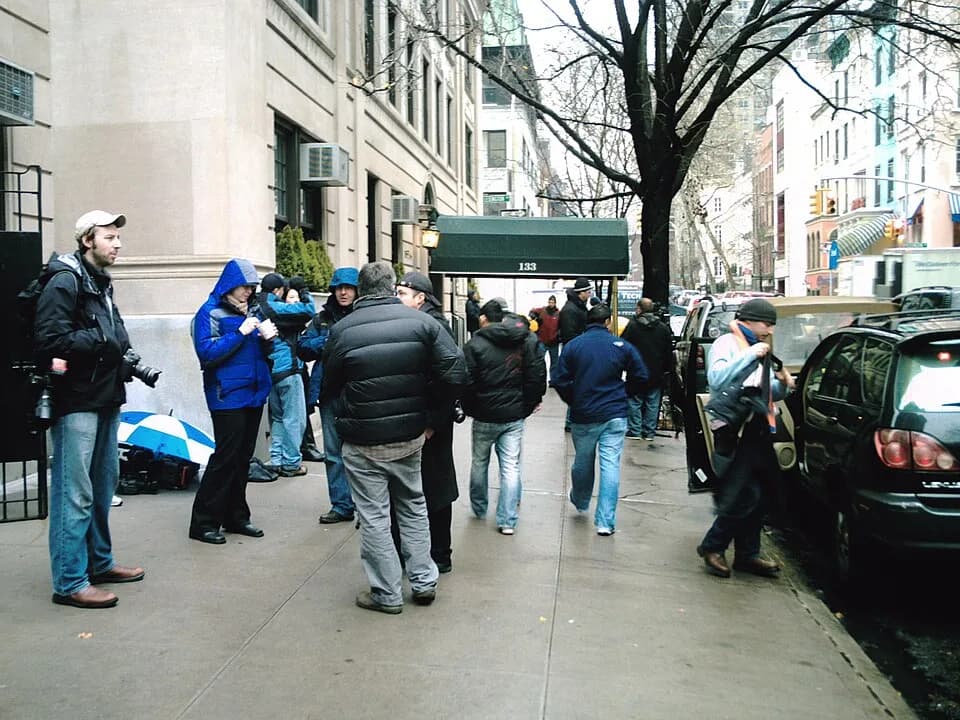 Bernard Madoff - New York City, Photographers waiting outside the entrance to Bernard Madoff apartment block where he was under house arrest.