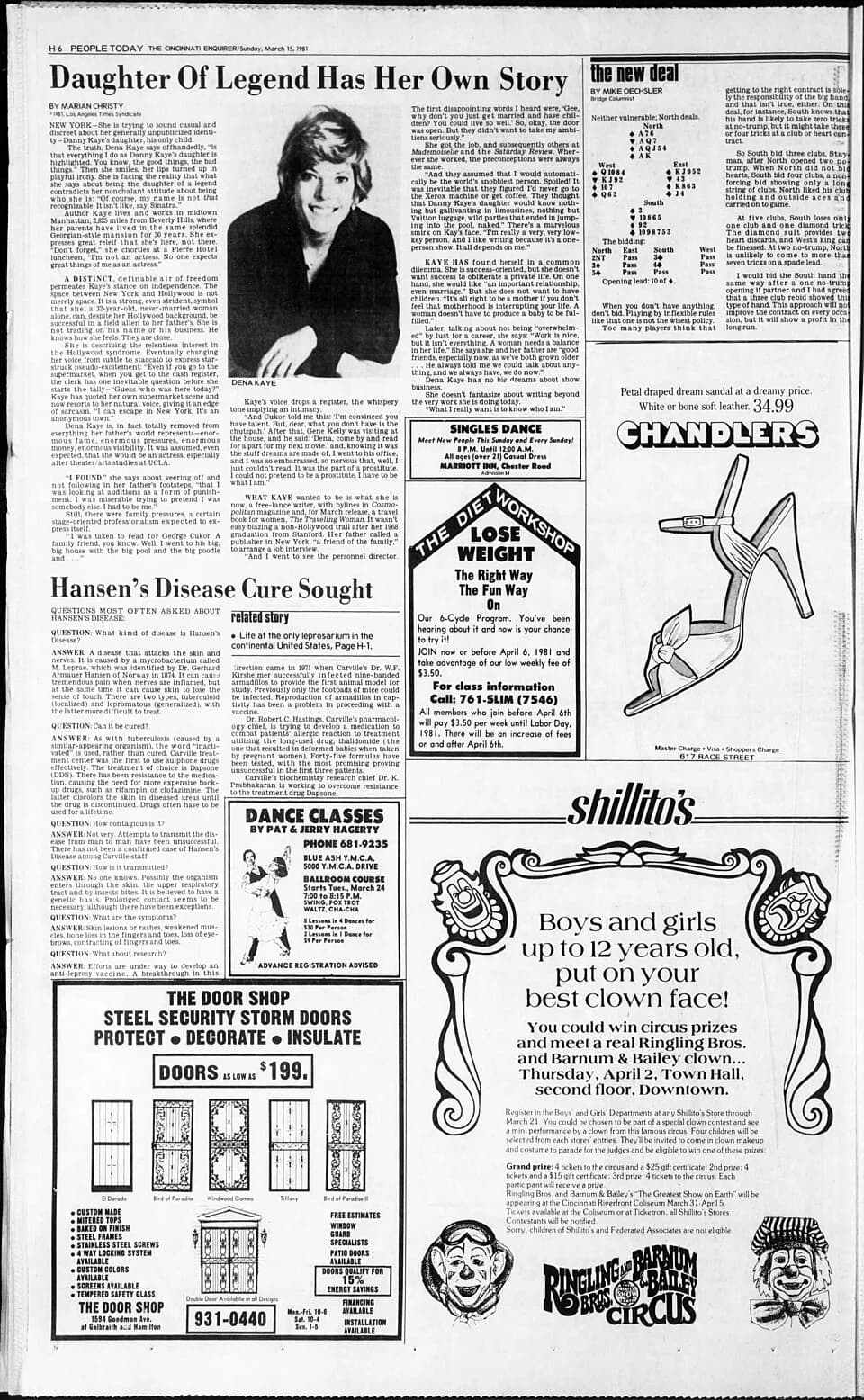Danny Kaye - Scanned from the March 15, 1981 issue of The Cincinnati Enquirer