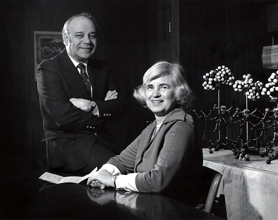 Jerome Karle - Dr. Jerome Karle (left) and Dr. Isabella Karle (seated). The couple worked as scientists for many years at the U.S. Naval Research Laboratory.