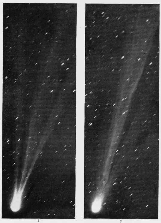 Edward Emerson Barnard - Photographs of Swift's Comet (today C/1892 E1). By Professor E. E. Barnard. No. 1. Taken April 4, 1892; exposure 1 h. No. 2. Taken April 6, 1892; exposure 1 h. 5 m.
