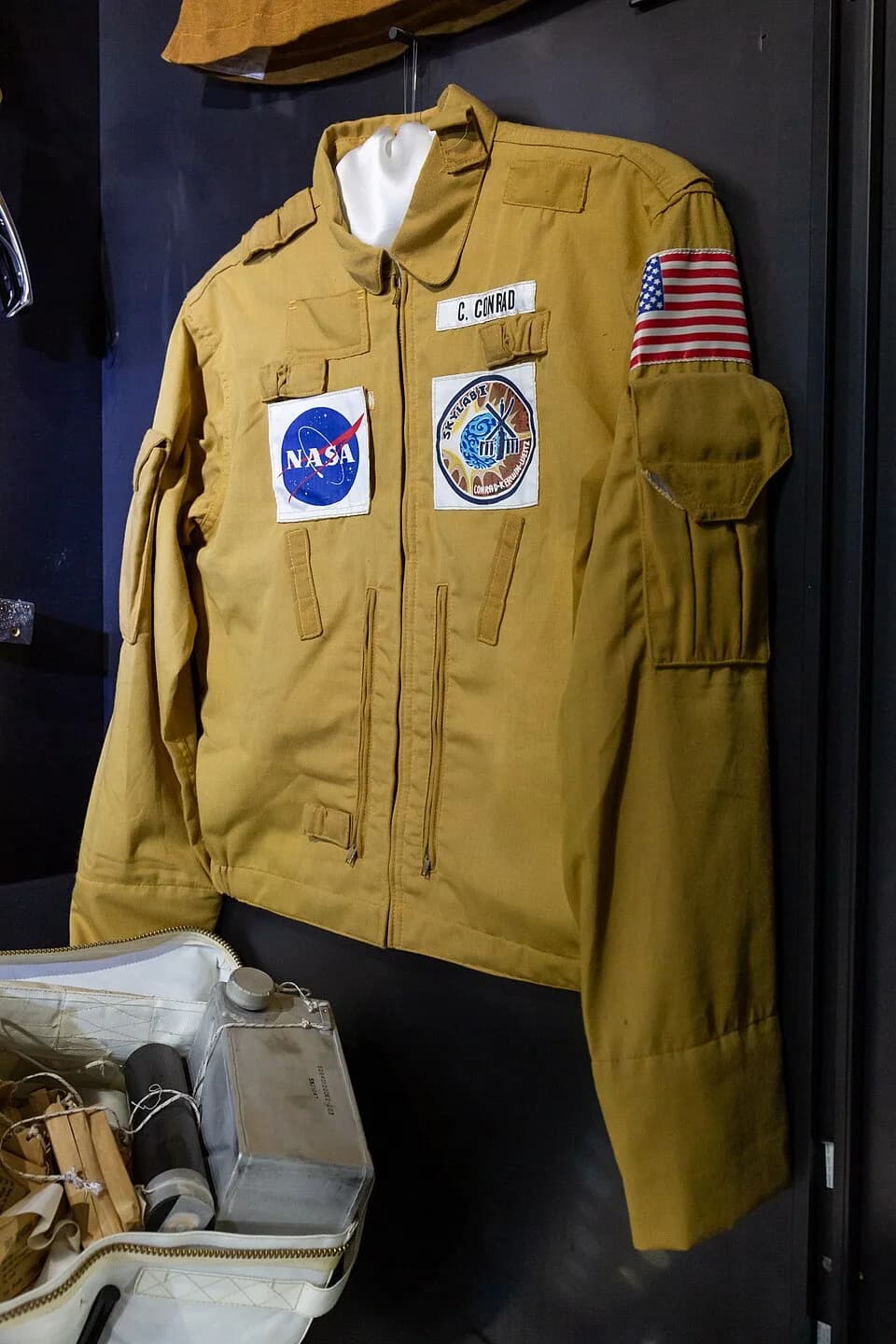 Pete Conrad - Pete Contrad's Skylab 2 flight jacket on display at the Cosmosphere in Hutchinson, Kansas.