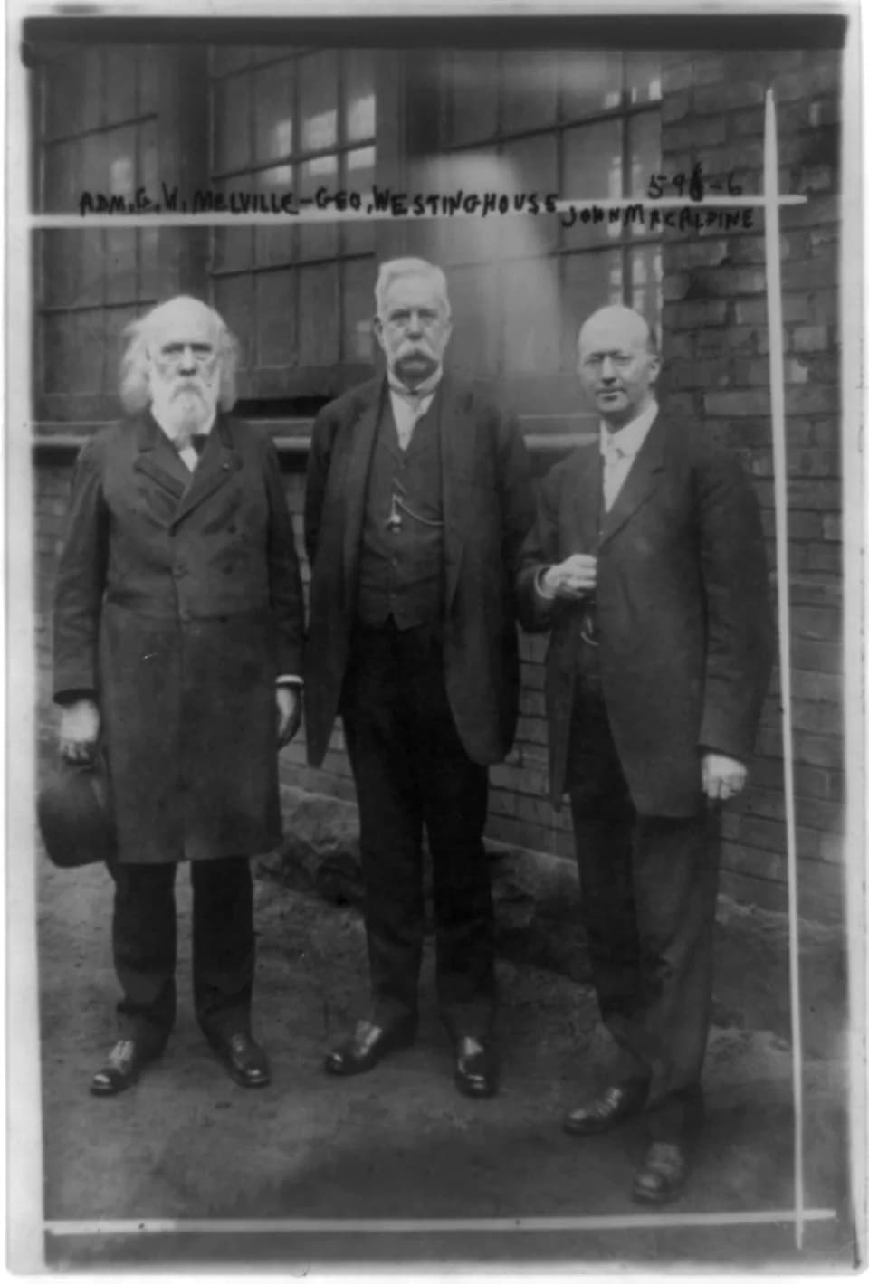 George Westinghouse - George Wallace Melville, George Westinghouse, and John Macalpine (left to right), full-length portrait, standing, facing front