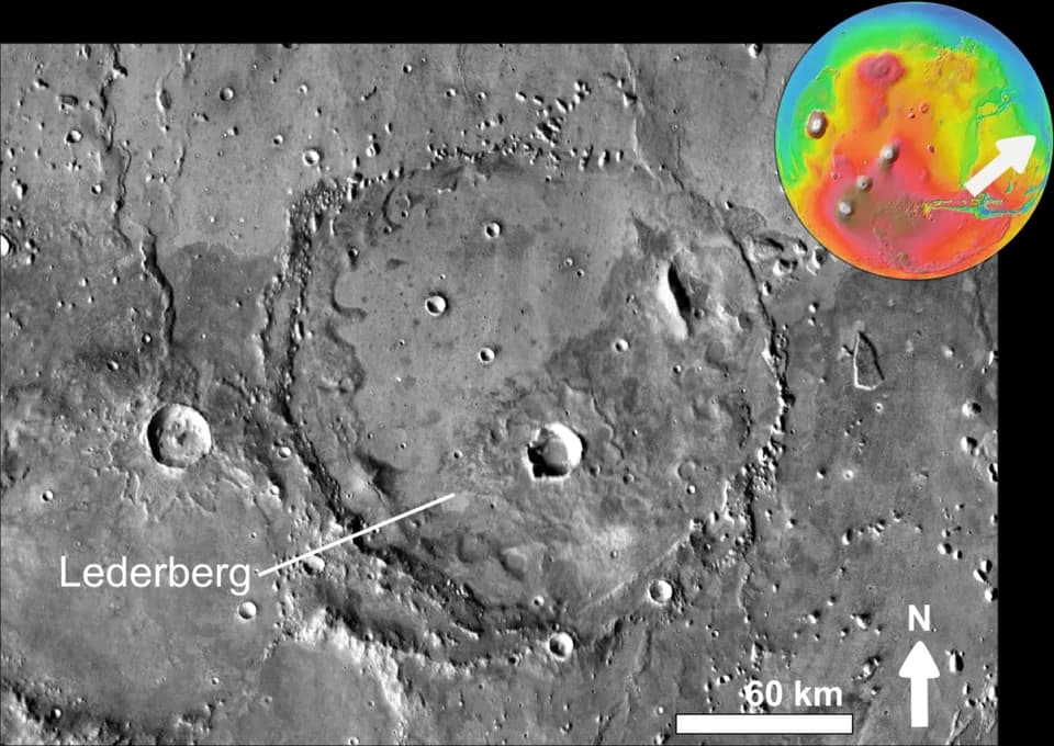 Joshua Lederberg - Image of impact crater Lederberg on Mars.