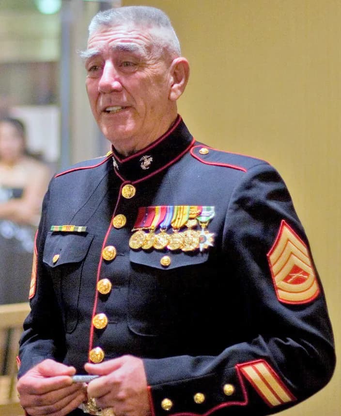 R. Lee Ermey - Retired Marine and actor R. Lee Ermey talks to the 7th Communication Battalion Sergeant Major and his wife during their Marine Corps Birthday Ball at the Palms on Camp Hansen, Okinawa.