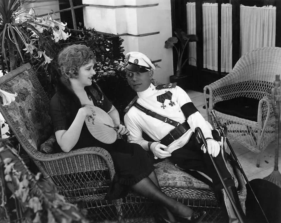 Erich von Stroheim - Film still of Miss DuPont and Ercih von Stroheim, main actors in film Foolish Wives (1922).