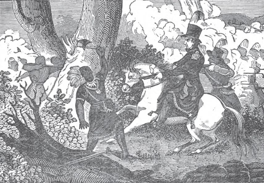 Richard Mentor Johnson - Sketch of Richard Mentor Johnson killing Tecumseh