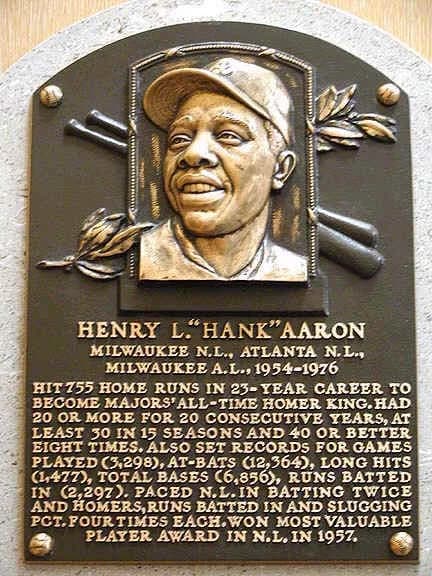 Hank Aaron - Hank Aaron's Hall of Fame plaque
