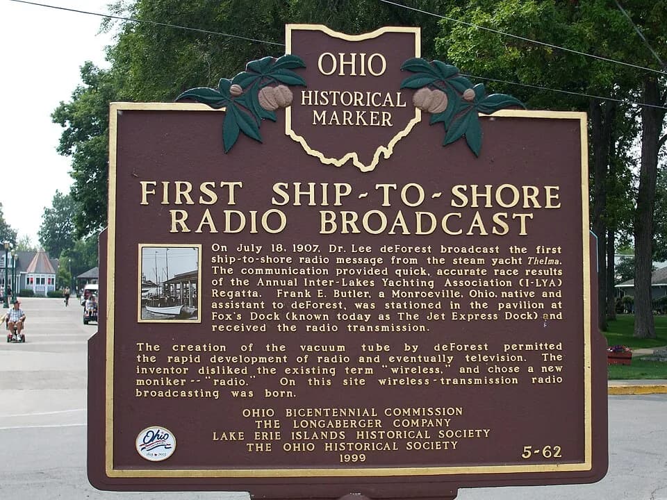 Lee de Forest - Ohio Historical Marker of first Ship to Shore communication