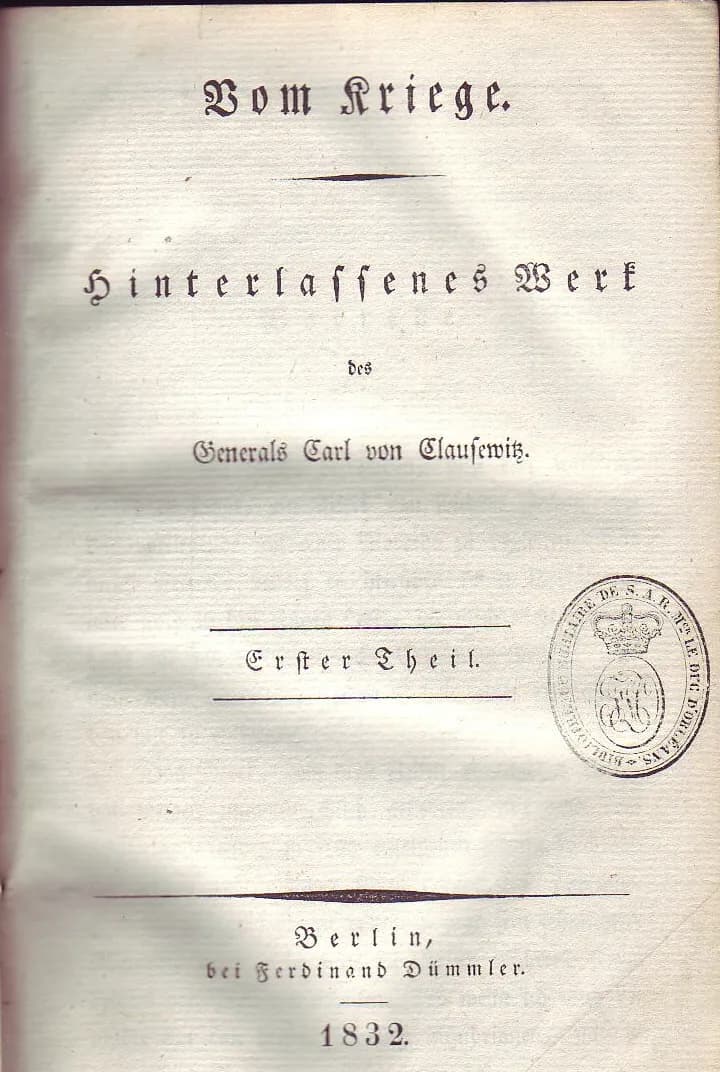 Carl von Clausewitz - Original edition title page of Vom Kriege (On War).