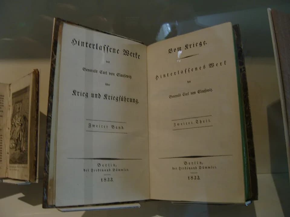 Carl von Clausewitz - An 1833 edition of volume two of On War (Vom Kriege) by Carl von Clausewitz, on display at the Bundeswehr Military History Museum in Dresden