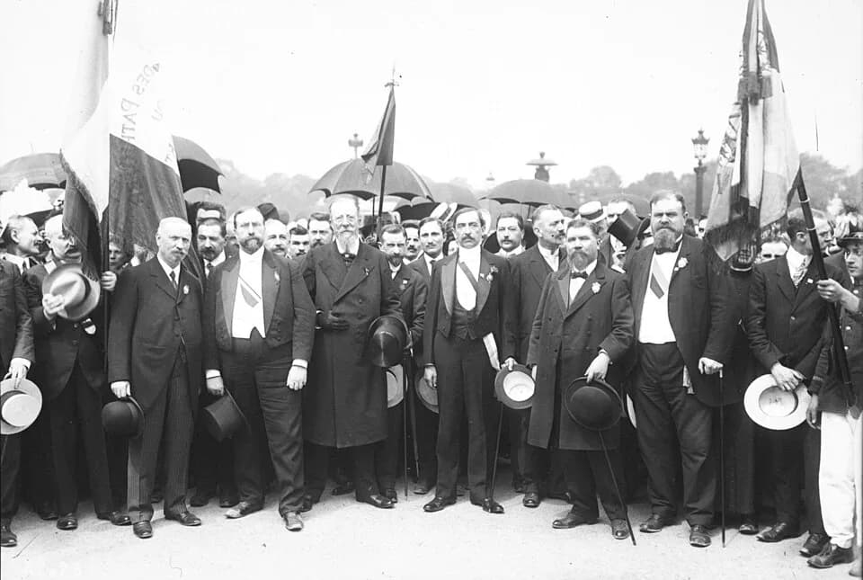 Maurice Barrès - Manifestation de la Ligue des patriotes le 14 juillet 1912. Paul Déroulède (1846-1914) et Maurice Barrès (1862-1923).