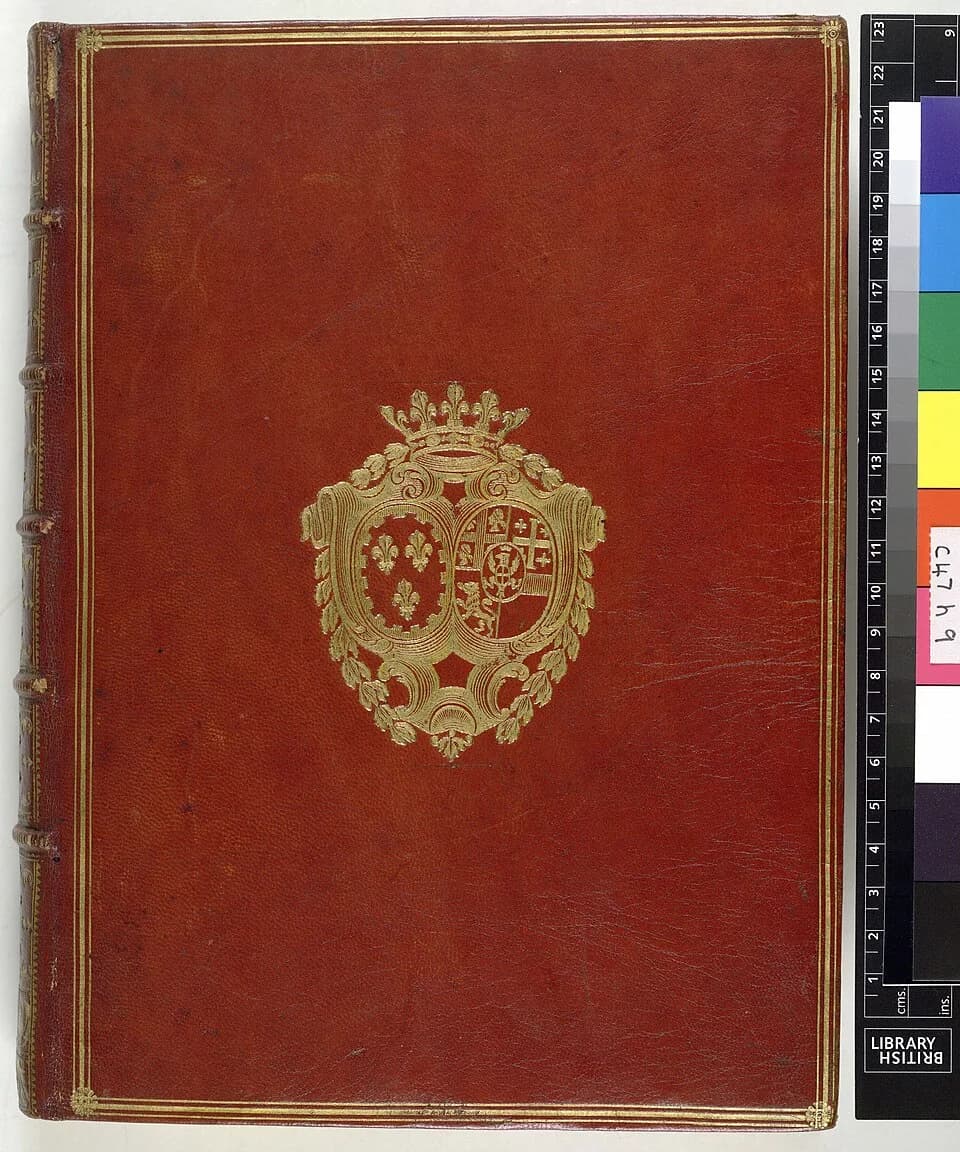 Jacques Bénigne Bossuet - Style: Armorial; Caption: Upper cover; Colour: Red; Edge: Unspecified