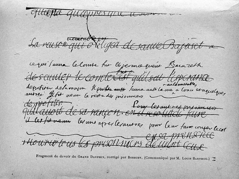 Jacques Bénigne Bossuet - Cabanès, Éducation de Princes013 Fragment de devoir du Grand Dauphin, corrigé par Bossuet