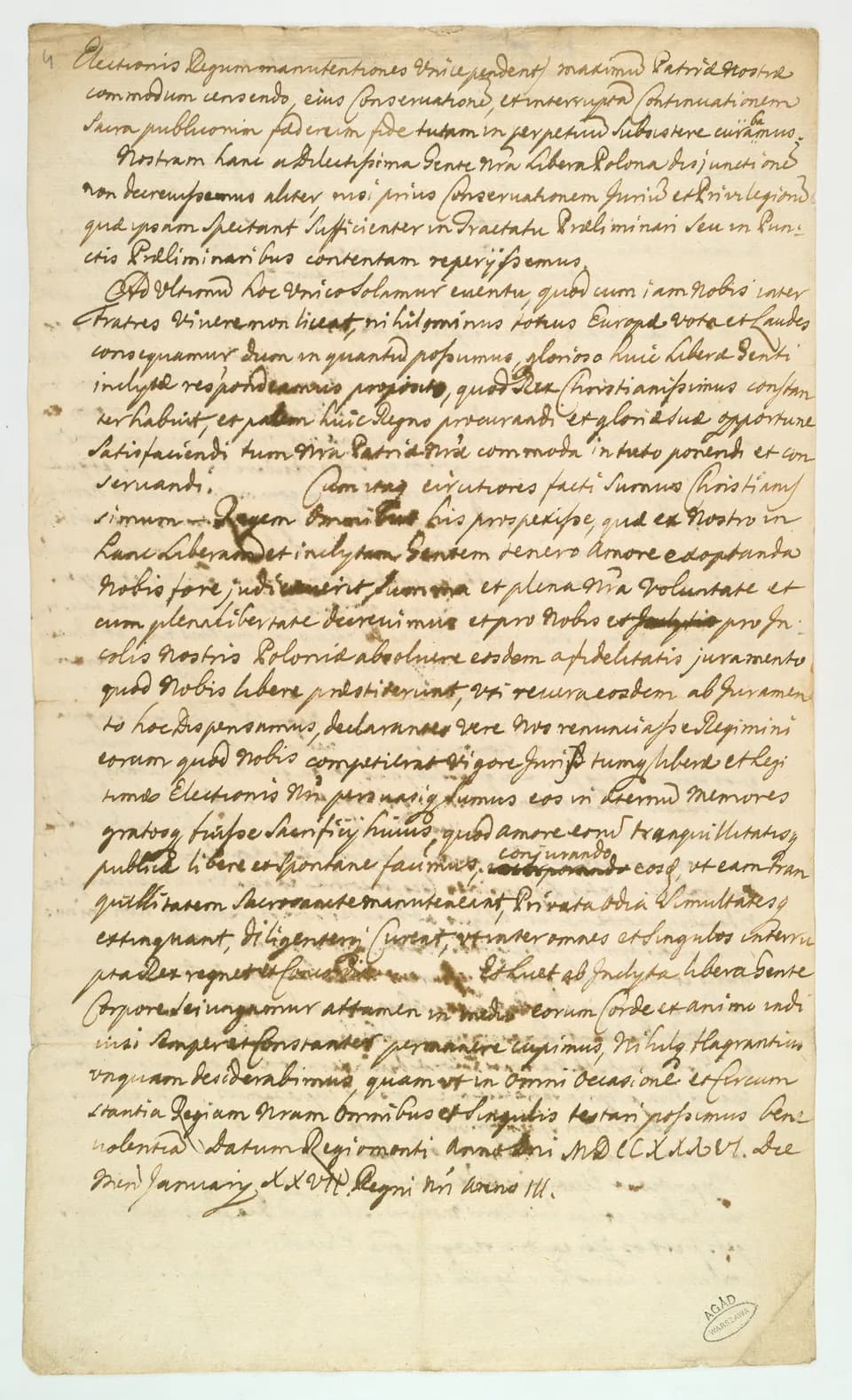 Stanisław Leszczyński - Copie de l'acte d'abdication de Stanisław Leszczyński du trône de la République des Deux Nations.