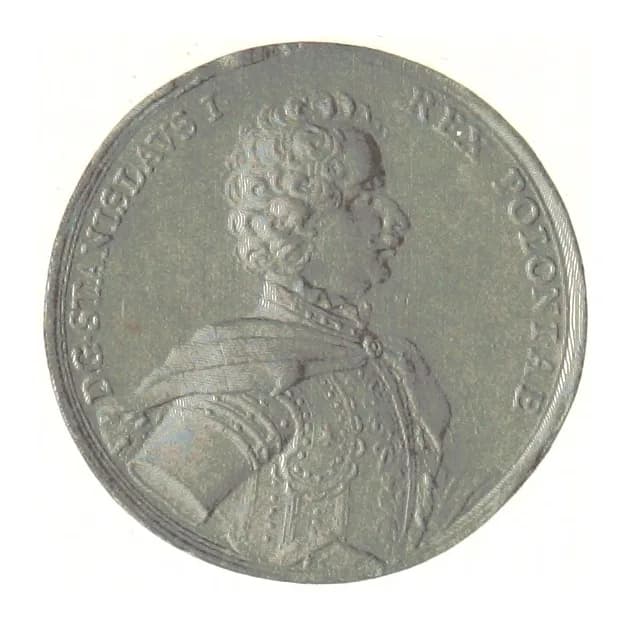 Stanisław Leszczyński - Médaille frappée à l'occasion du couronnement de Stanislas Leszczynski à Varsovie, le 4 octobre 1705. D.G. STANISLAVS I REX POLONIAE.